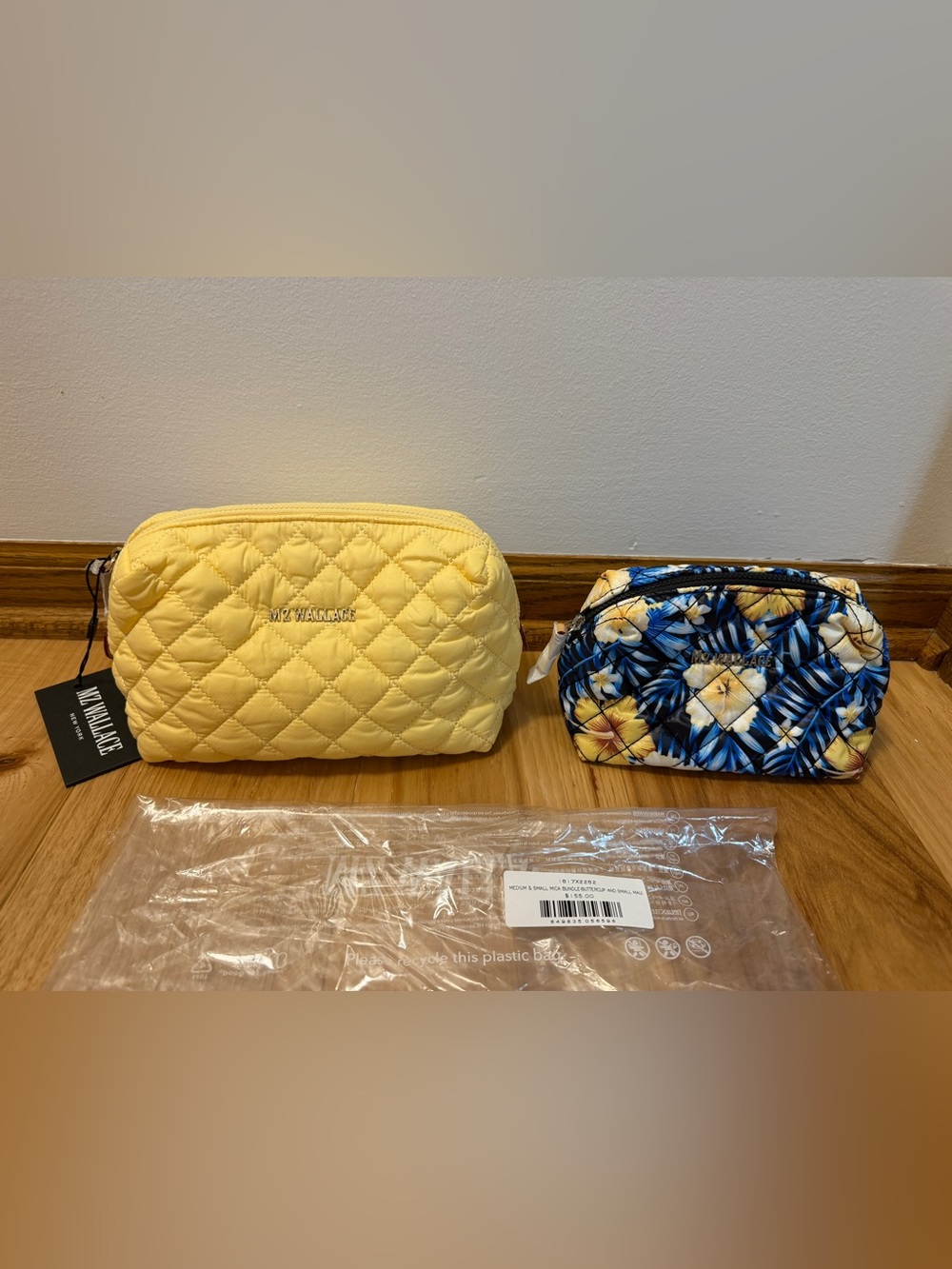 MZ Wallace Soft Quilted Yellow Cosmetic Pouch